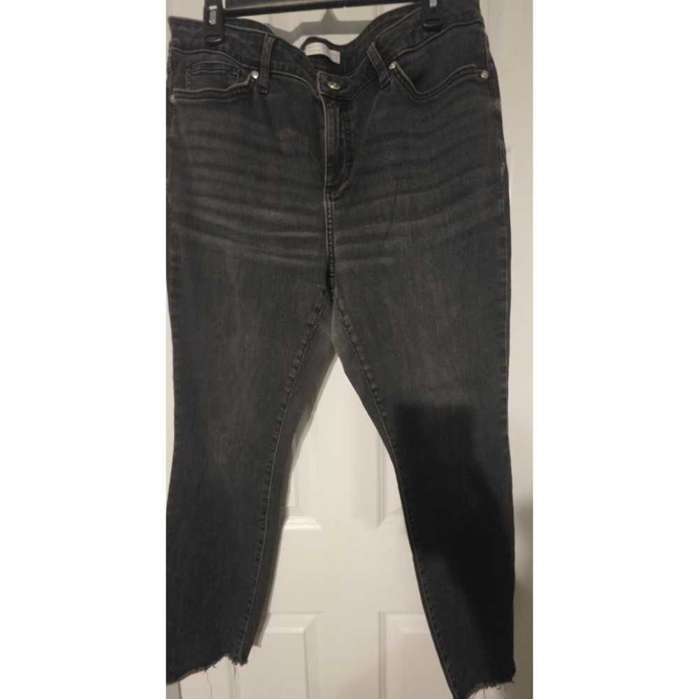 LC Lauren Conrad Women's Skinny Jeans Size 16 Black Gray Wash Raw Hem Denim
